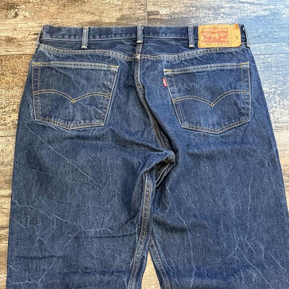 Levis 501 Jeans Mens 42x36 Straight Leg‎ Button Fly Classic Vintage Denim Work - Picture 7 of 11
